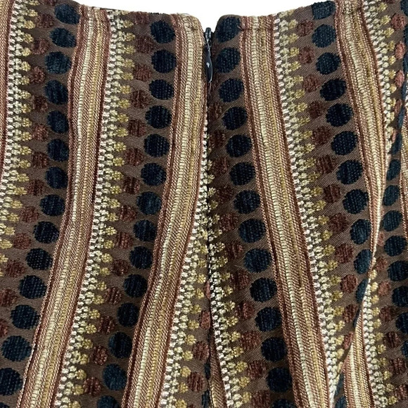 Muse Retro Pants Size 10 Striped Spotted All Over Pattern Textured Black Brown - Picture 5 of 9
